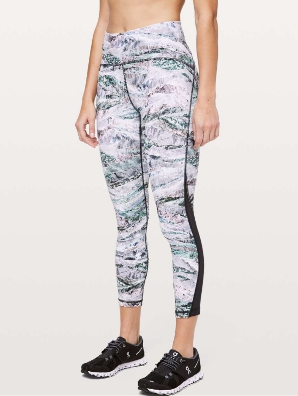 Lululemon Women Train Times Pant 25" In Springscape Multi/Obsidian Color Size 8